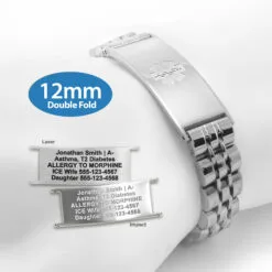 Double Fold Fancy Link Watch Band in 316L Stainless Steel - 12mm (LD12-SEM)