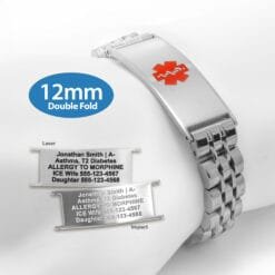 Double Fold Fancy Link Watch Band in 316L Stainless Steel - 12mm (LD12-SRD)