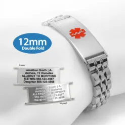 Double Fold Fancy Link Watch Band in 316L Stainless Steel - 12mm (LD12-SRD)