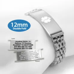 Double Fold Fancy Link Watch Band in 316L Stainless Steel - 12mm (LD12-SWT)